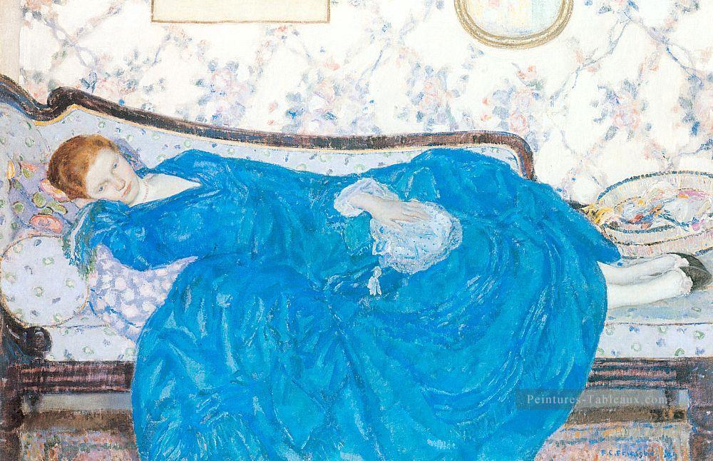 La robe bleue Impressionniste femmes Frederick Carl Frieseke Peintures à l'huile